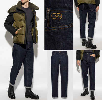 Emporio Armani Tapered-fit-Jeans EMPORIO ARMANI Jeans Loose Fit Pants Trouser Retro Hose Denim Navy Bl