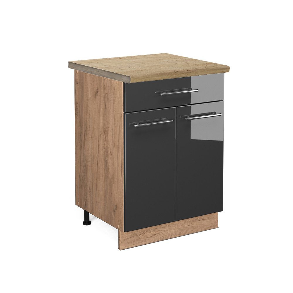Vicco Unterschrank Fame-Line, Anthrazit Hochglanz/Goldkraft Eiche, günstig online kaufen