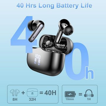 xinwld Kabellos Bluetooth 5.3 IP7 Wasserdicht Ohrhörer LED Anzeige In-Ear-Kopfhörer (Natürlichkeit und Schönheit vereint in innovativer Technologie für nachhaltigen Genuss., mit 4 ENC Noise Cancelling Mic, Tiefer Bass Wireless Earbuds 40Std)