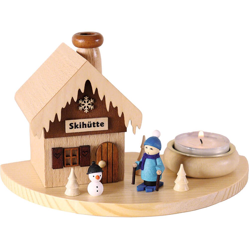 Ullrich Kunsthandwerk Räuchermännchen Rauchhaus Skihütte (10,5cm) von Ullrich Kunsthandwerk