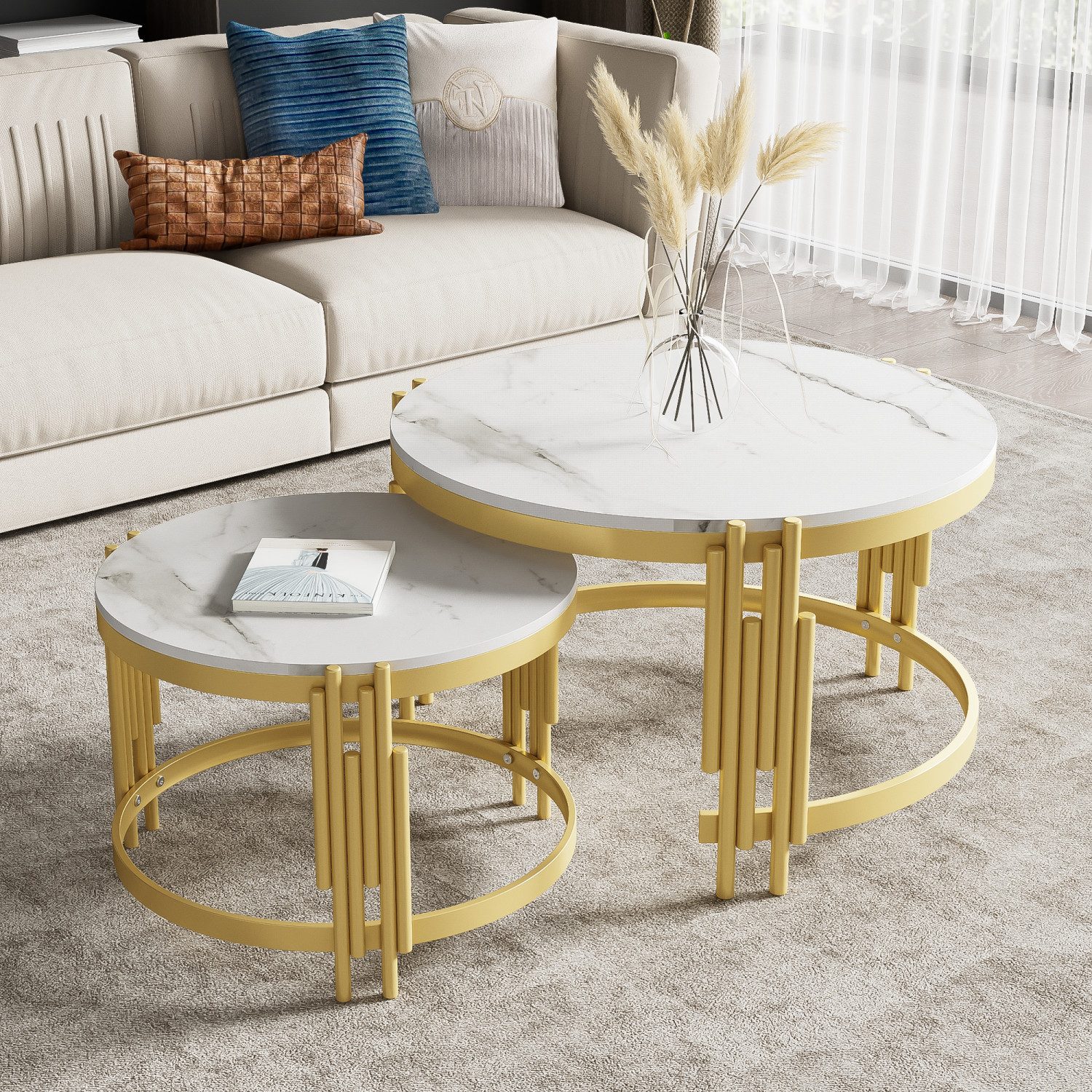 Powerwill Couchtisch Satztisch Beistelltisch stapelbarer Sofatisch, Metallr günstig online kaufen