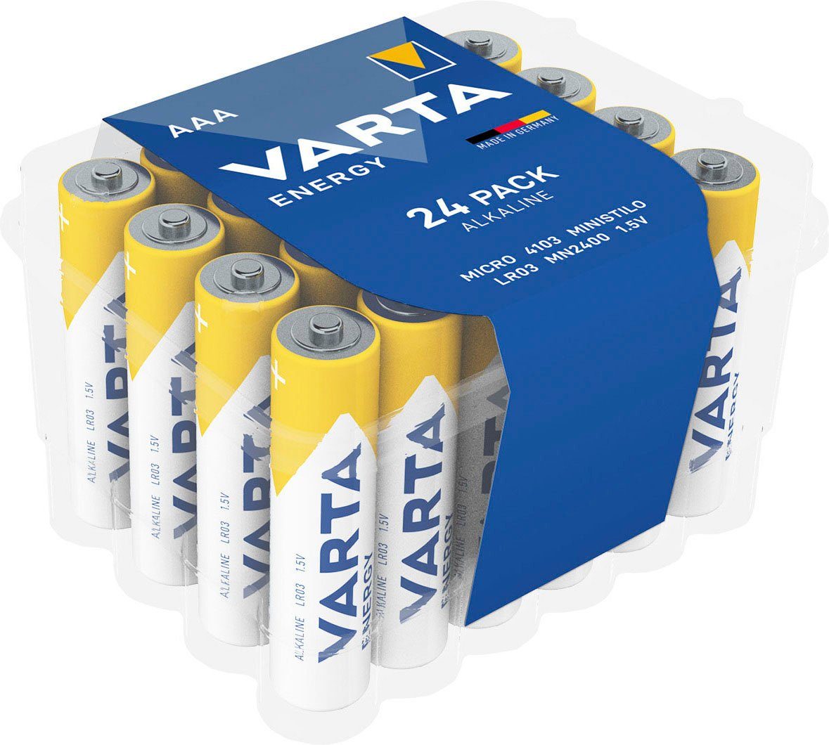 VARTA Energy AAA Micro LR3 Batterie, LR03 (24 St), ideal für Spielzeug Taschenlampe und andere batteriebetriebene Geräte