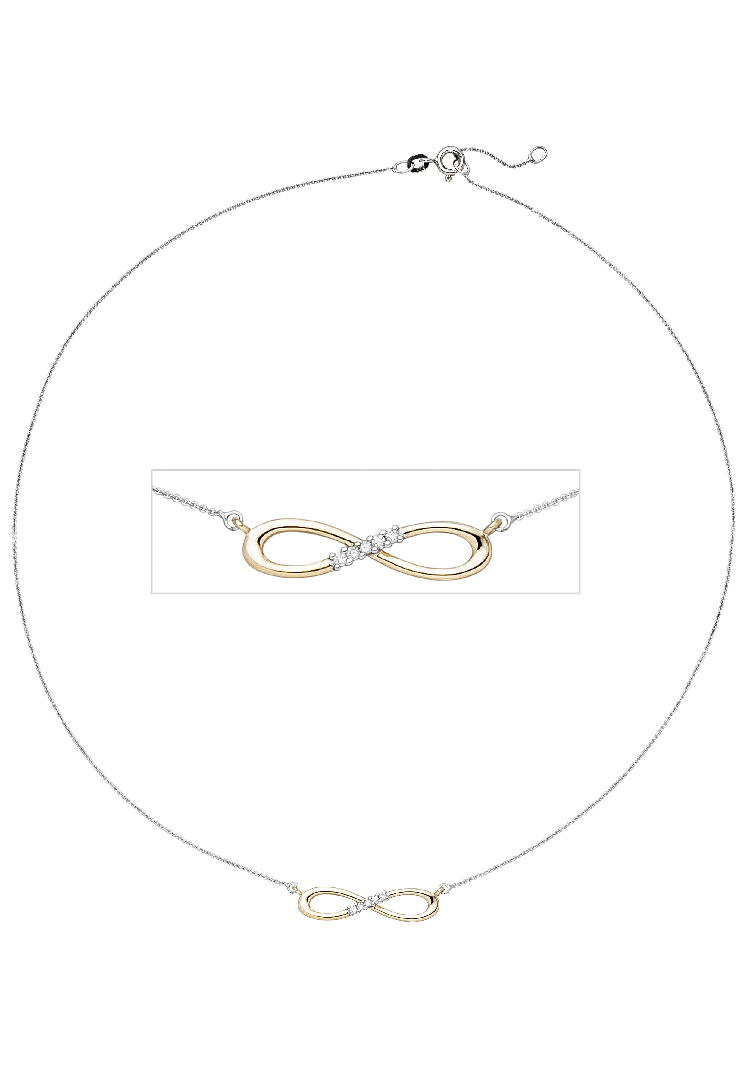 JOBO Collier Unendlichkeit, 585 Gold bicolor mit 5 Diamanten