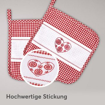 matches21 HOME & HOBBY Topflappen Topflappen 2er Set Landhausstil rot, (2-tlg)