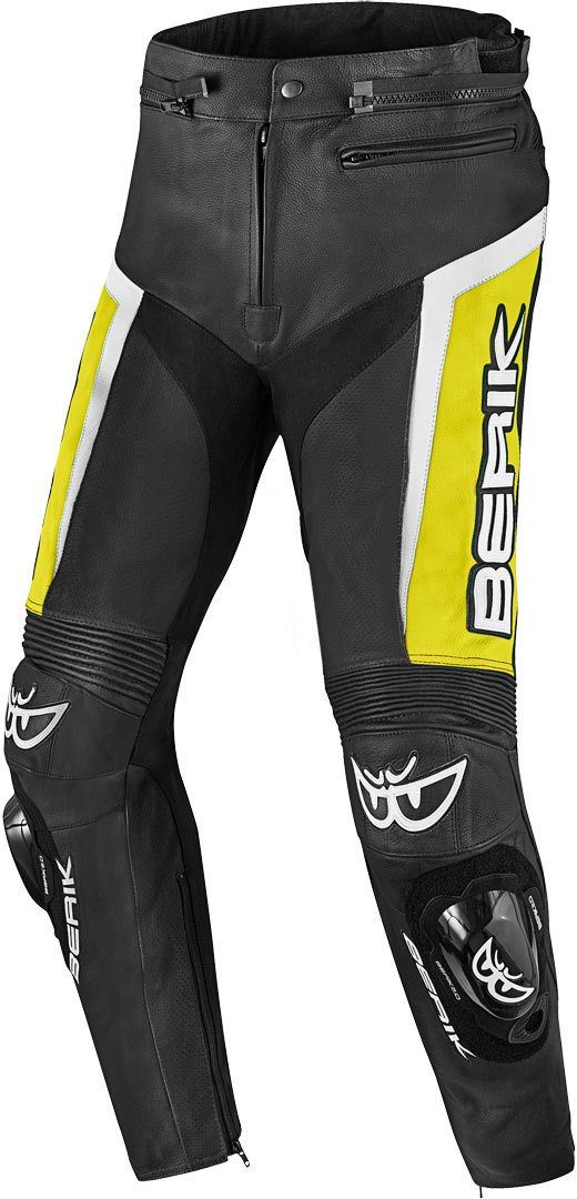 Black/White/Yellow Motorradhose Berik Motorrad Lederhose Misle