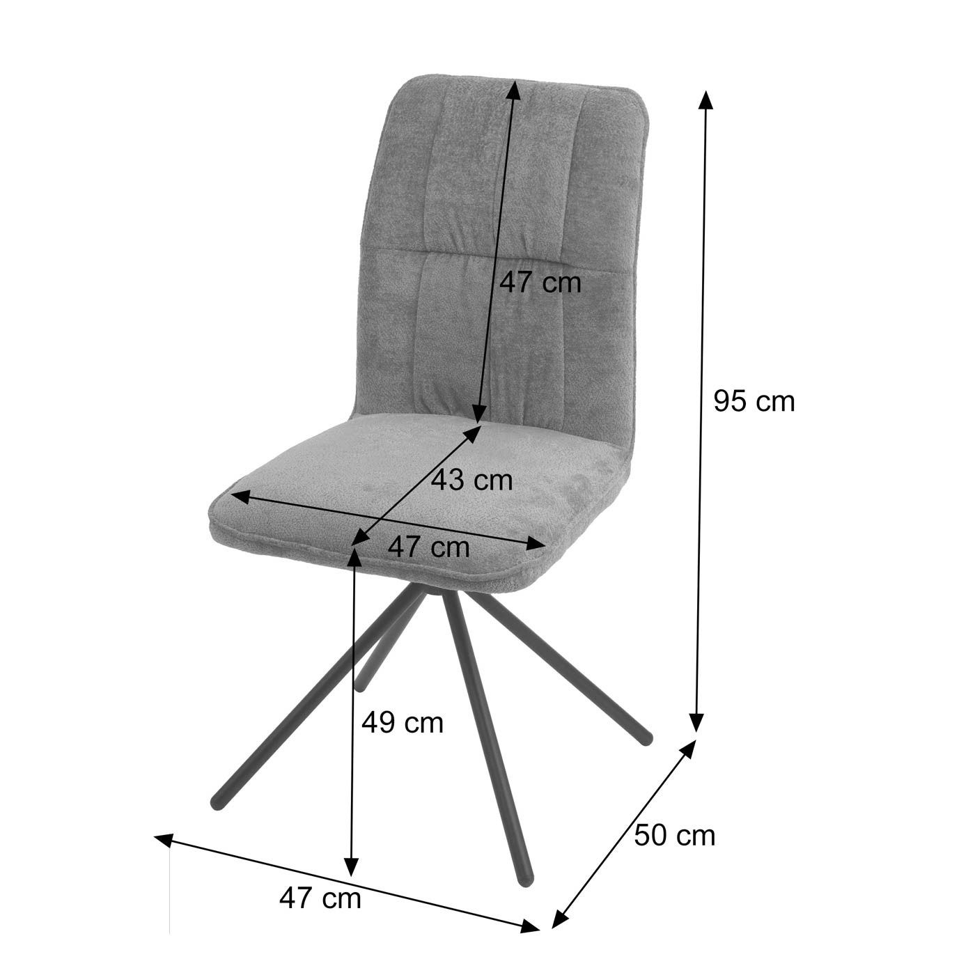 MCW Esszimmerstuhl MCW-N99-2 (2er), Mit Fußbodenschonern, Stabiles Stativgestell