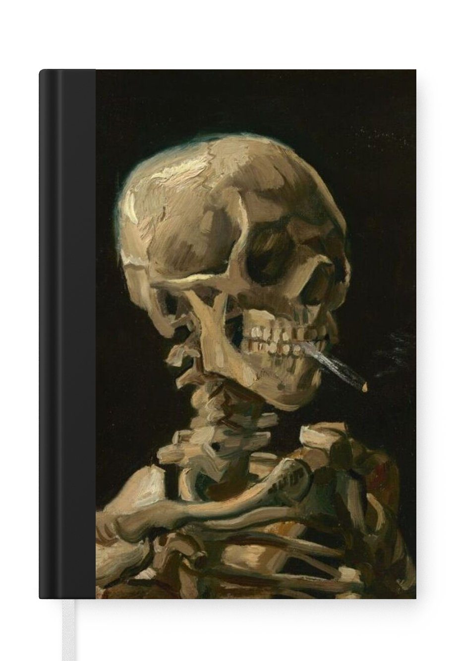 MuchoWow Notizbuch Skelettkopf mit brennender Zigarette - Vincent van Gogh, Journal, Merkzettel, Tagebuch, Notizheft, A5, 98 Seiten, Haushaltsbuch