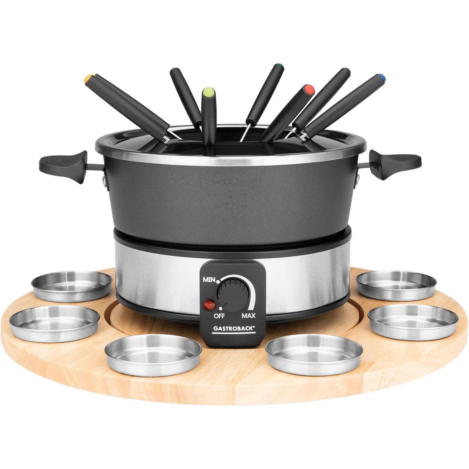 Gastroback Раклетници 42566, Kontrollleuchte und Überhitzungsschutz, Fondue-Set