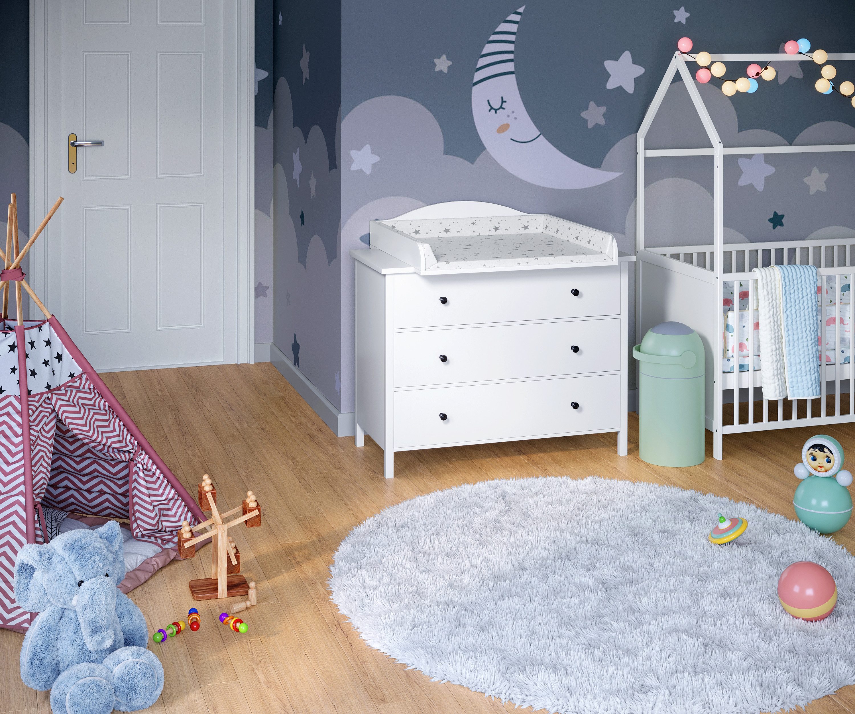 Bellabino Wickelaufsatz Oti, wellig, für IKEA Kommode Malm, Hemnes, Nordli