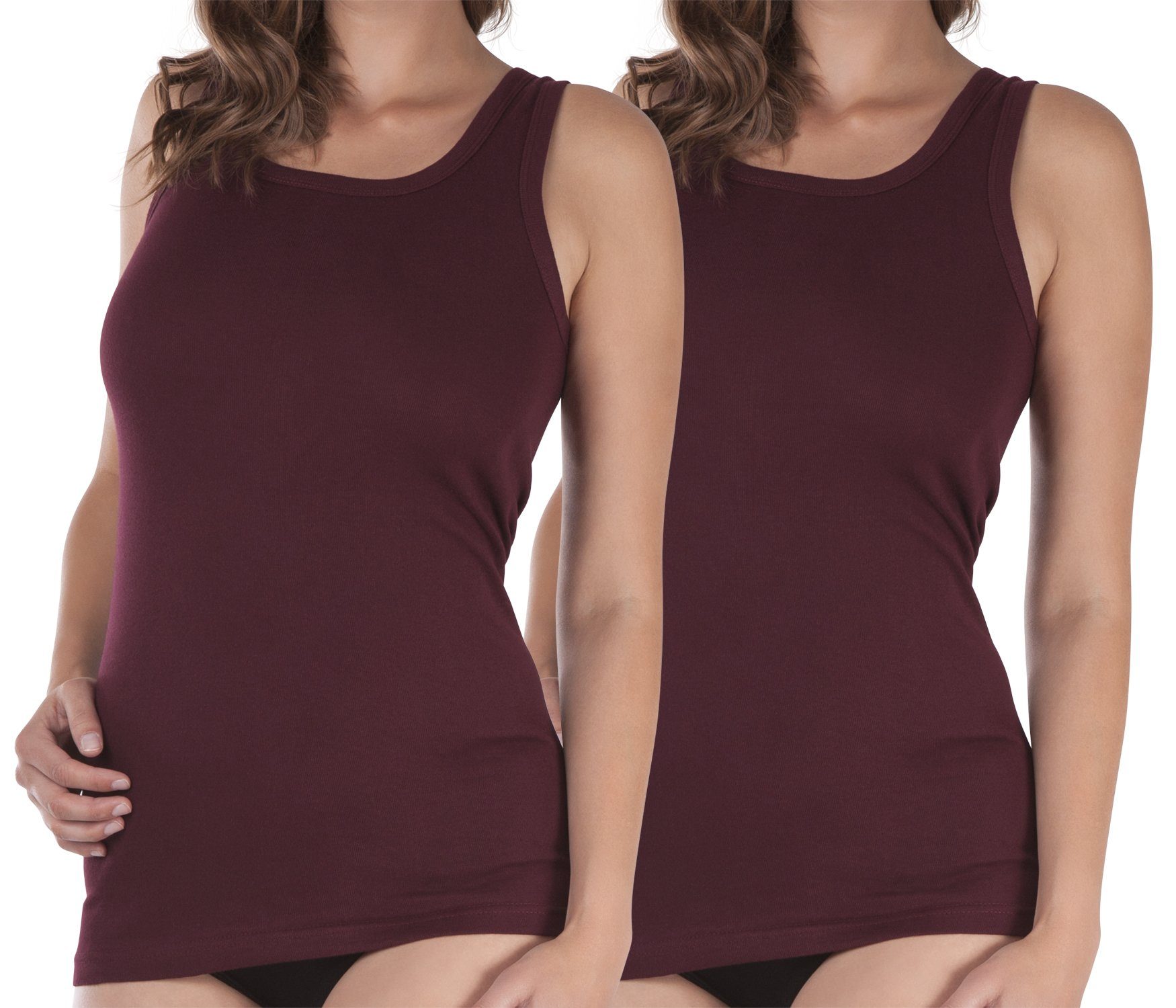 4er (1er, celodoro Pack) Feinripp Bordeaux 2 Longshirt oder Unterhemd Unterhemd Damen 2er x