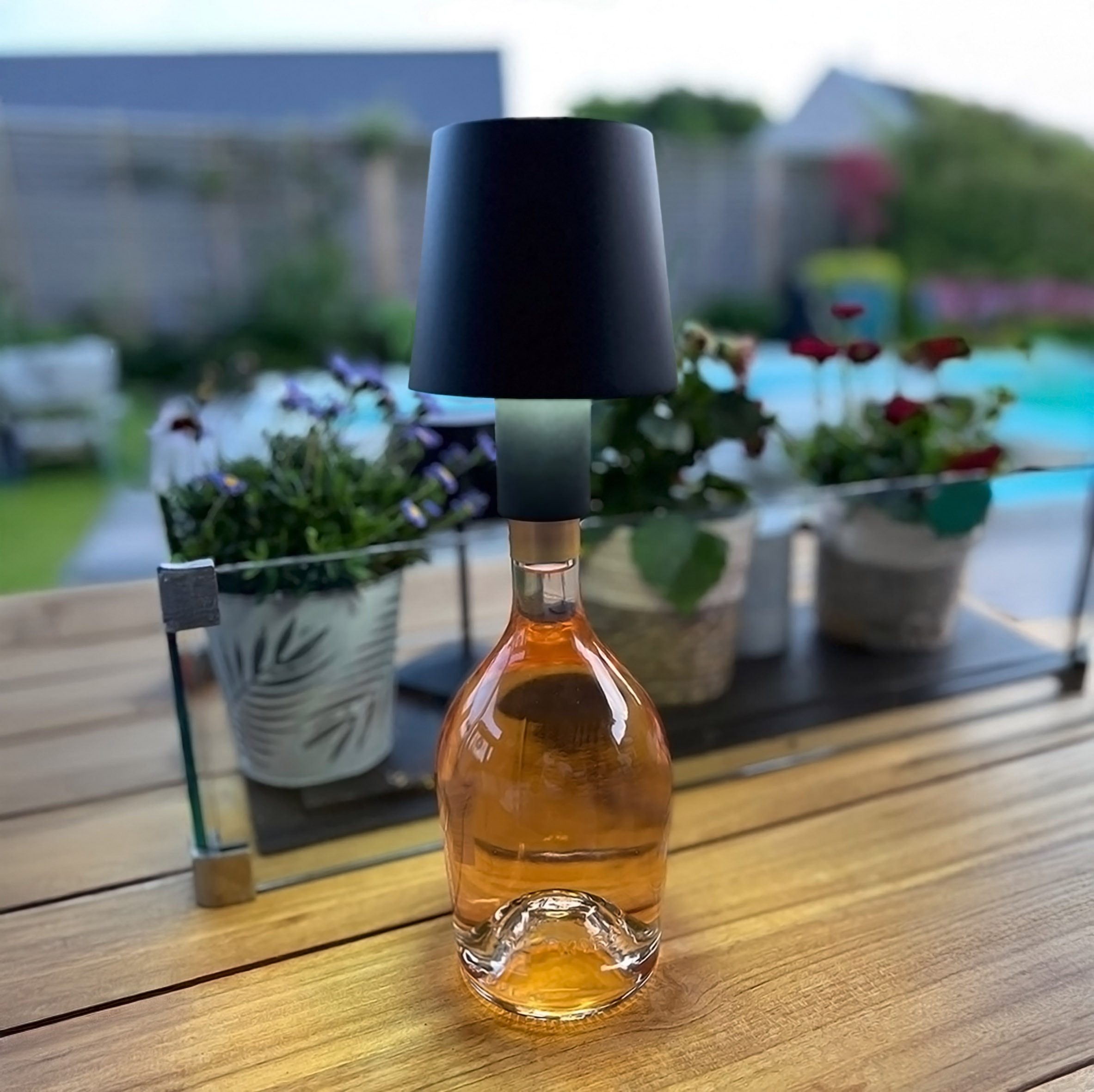 Spetebo LED Tischleuchte Akku Touch Flaschenleuchte mit 60 LED 14 x 10 cm, dimmbar, LED fest integriert, warmweiß, kaltweiß, gemischt, Deko Lampe warm und kalt weiß zum Aufstecken auf Flaschen