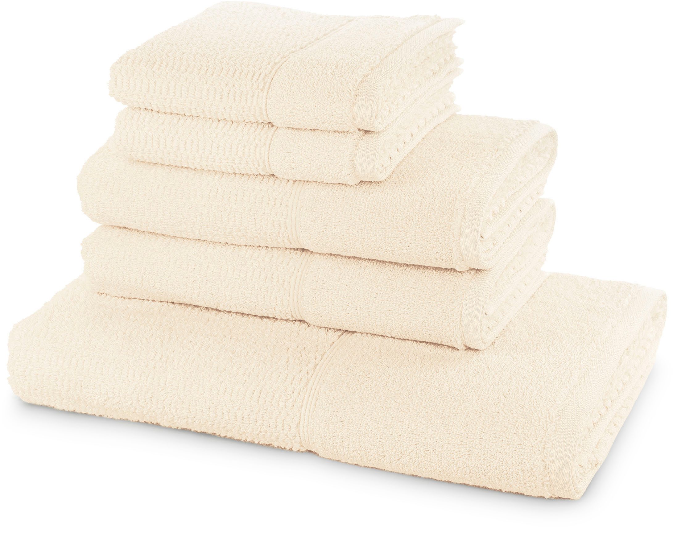 Möve for frottana Handtuch Set Pearl, Walkfrottier (5-St), 5tlg.-Set 2xGästehandtuch 30/50,2xHandtuch 50/100,1xBadetuch 67/140