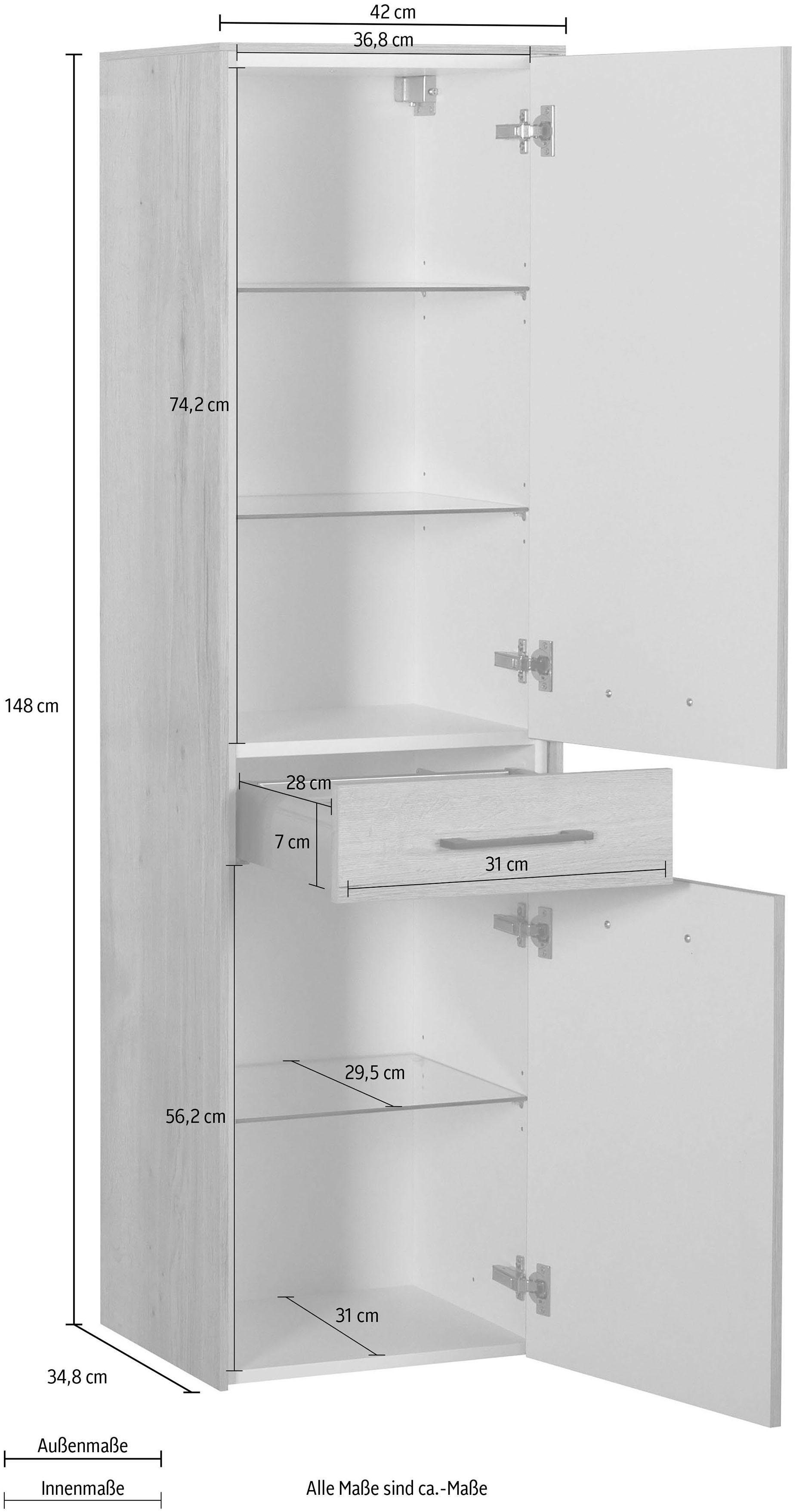 cm MARLIN Nachbildung Eiche Struktur | 3400 Nachbildung Eiche Struktur Breite 42 Midischrank