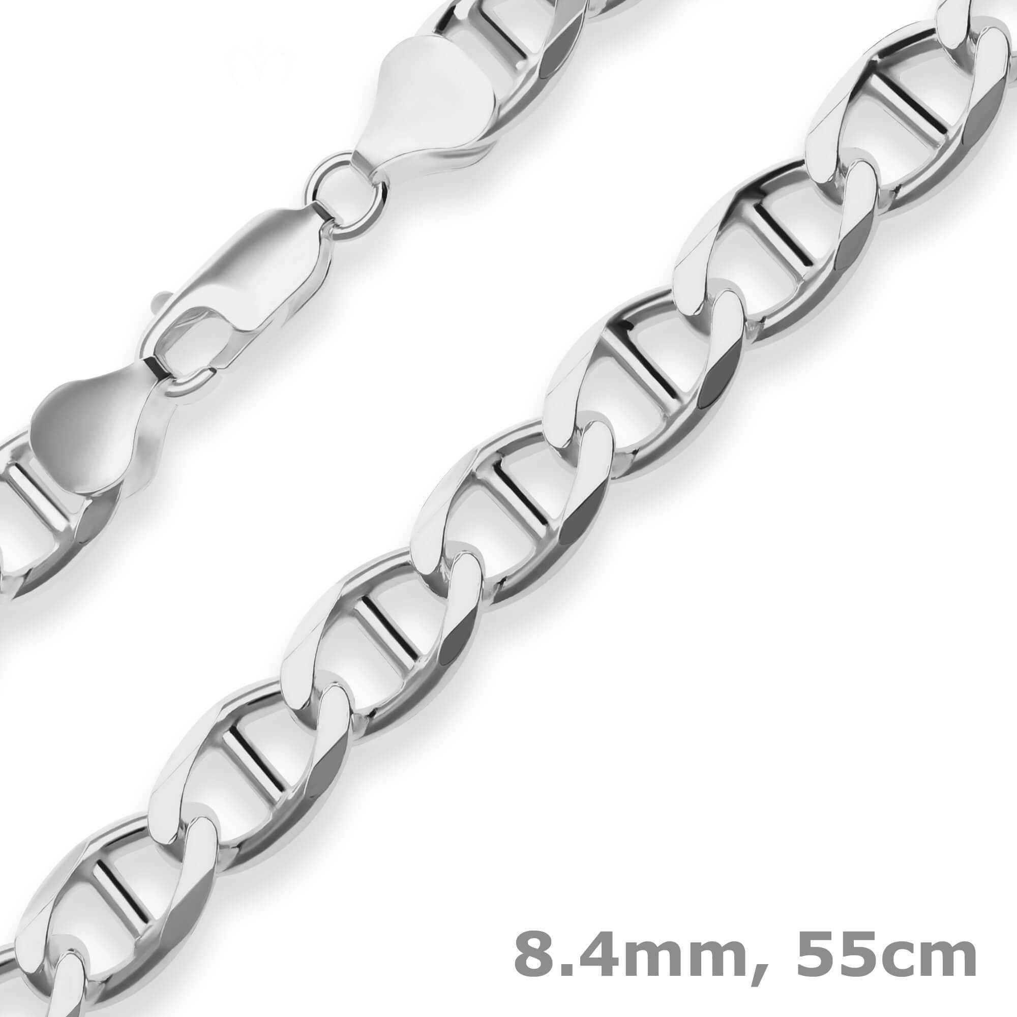Silberkette 8,4mm Panzerstegkette aus 925 Silber 55cm