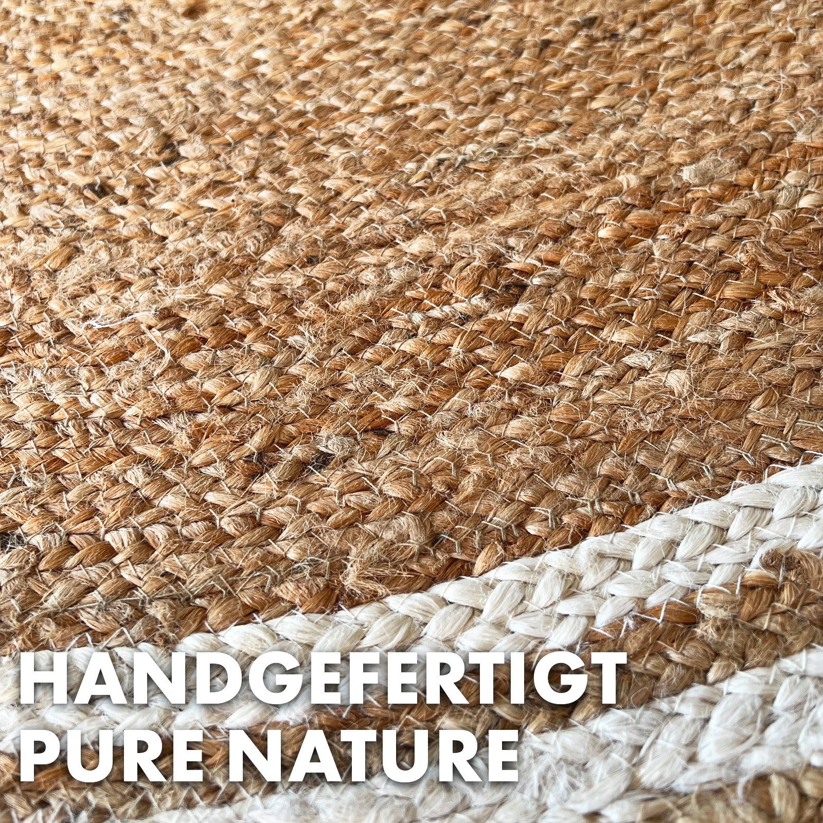 Karat Teppich Jute Rund, Handgewebter Naturteppich, In verschiedenen Ausfüh günstig online kaufen