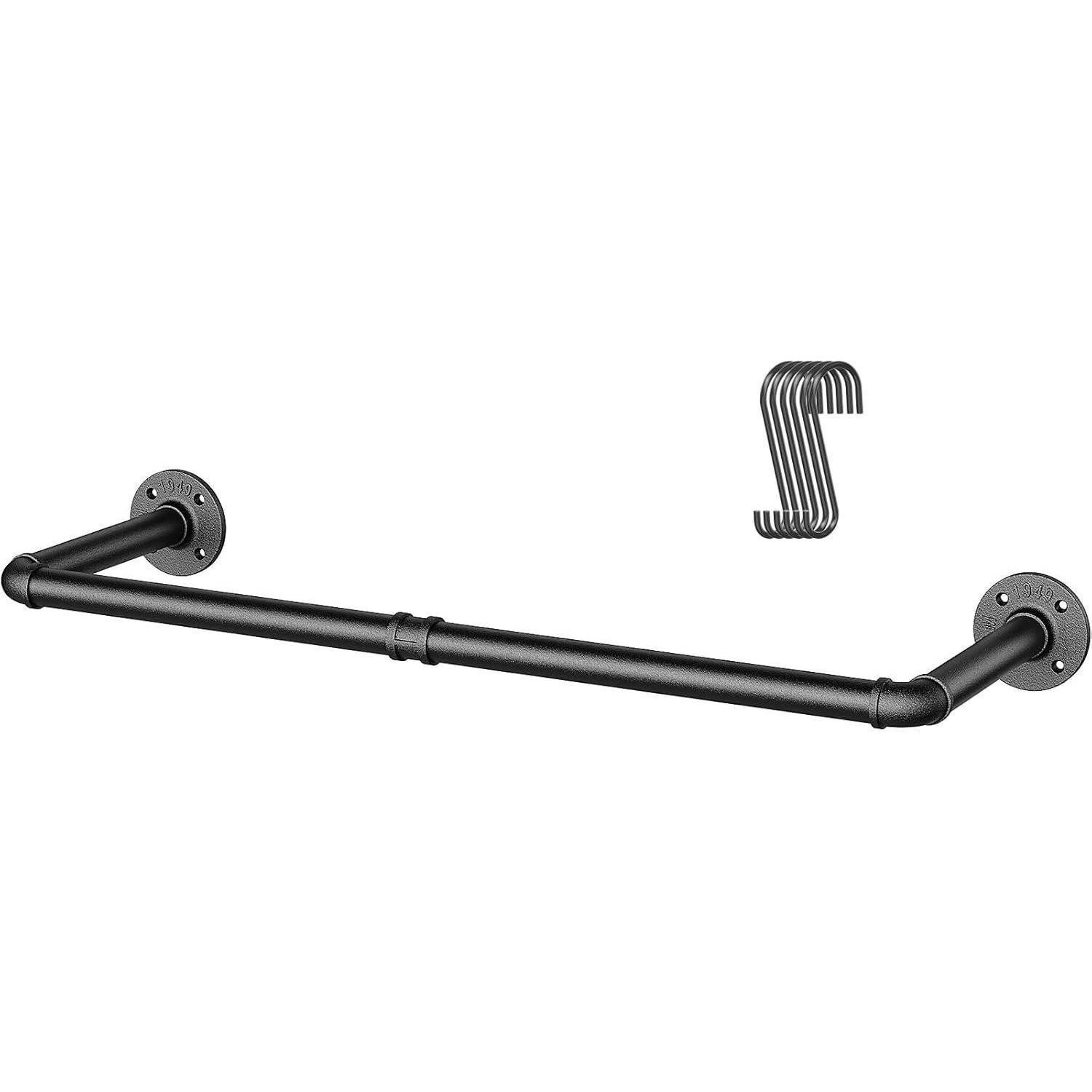 LuxusKollektion Wandgarderobe Industrieller Stil Rohr-Kleidergestell Wandbefestigung 97cm Schwarz