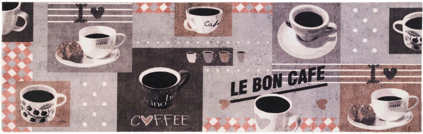 Küchenläufer CAFE, Motiv mit Primaflor-Ideen rutschhemmend, waschbar, in Kaffee, 5 BON Höhe: Schriftzug & Küche mm, Textil, rechteckig,