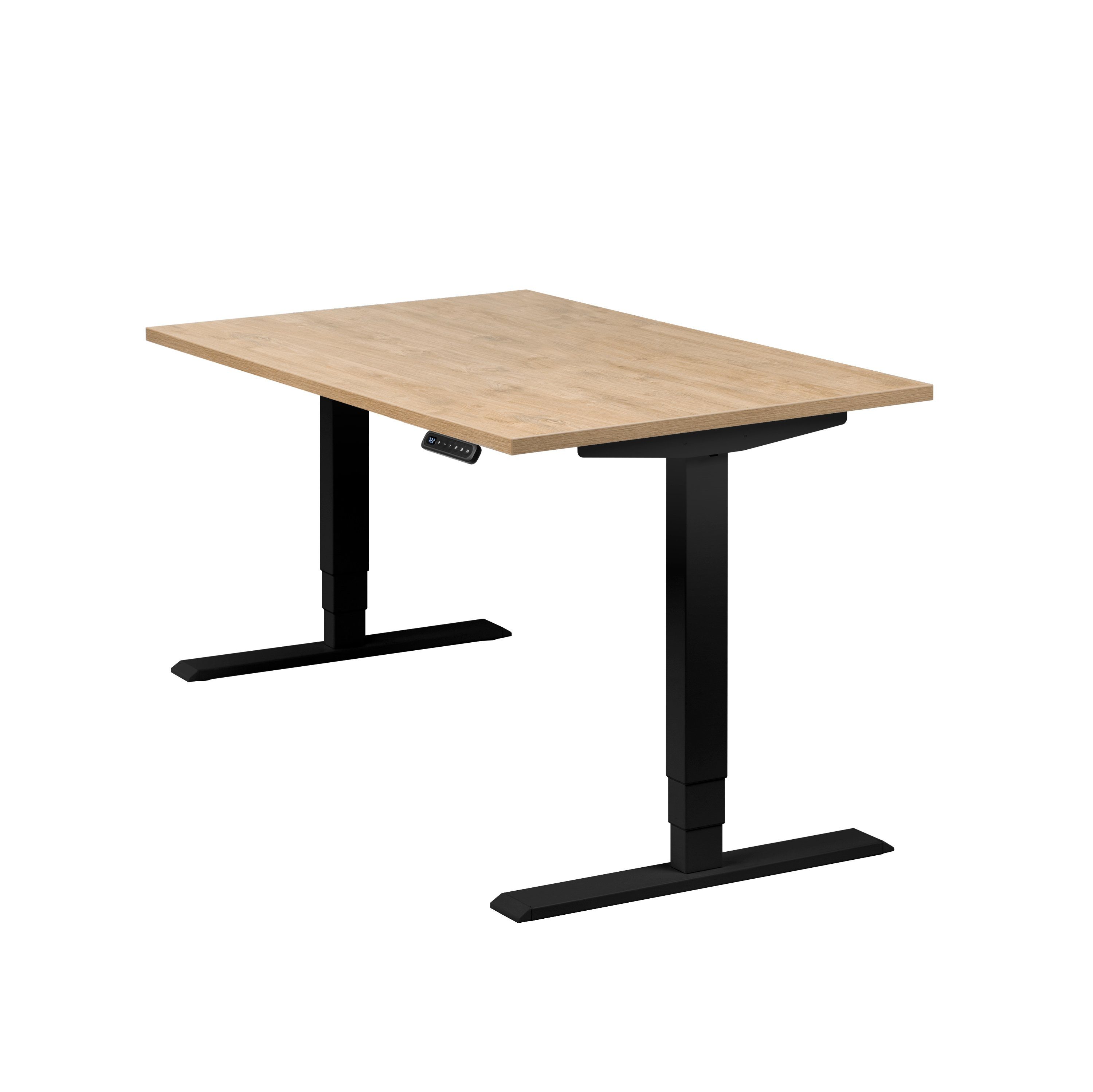 boho office® Schreibtisch Homedesk, Schwarz elektrisch höhenverstellbar, Tischplatte Wildeiche 120 x 80 cm