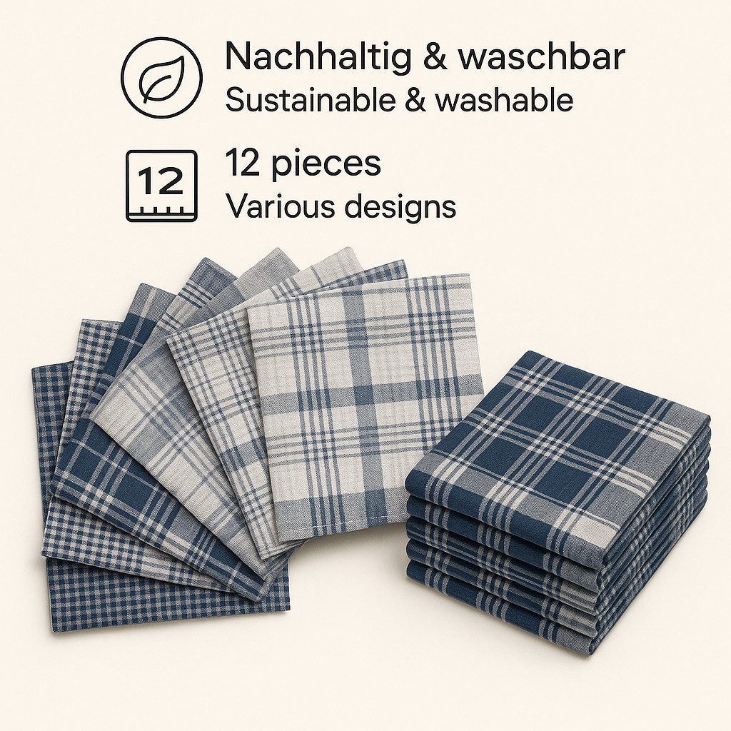 Betz Taschentuch Betz Herrentaschentücher LEO 4 40x40 cm, (Set, 12-St. 12 Stück Stofftaschentücher), 100% Baumwolle