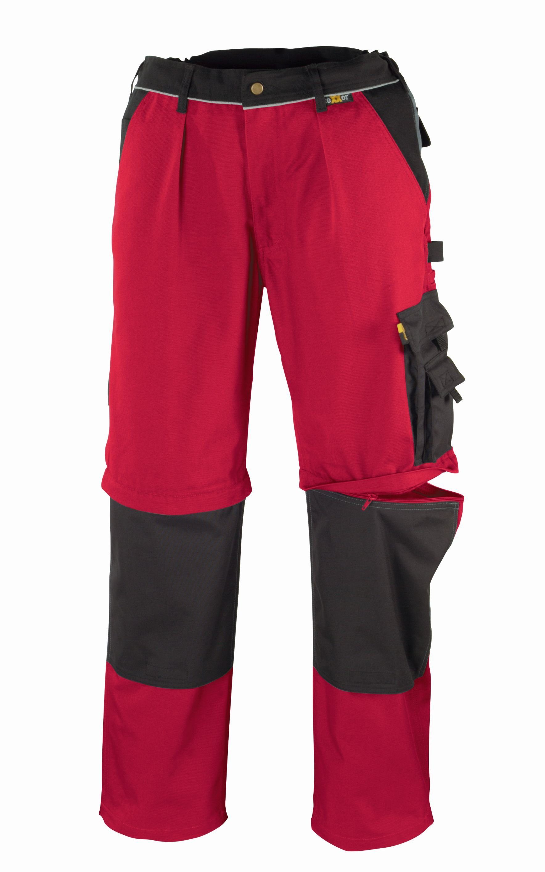 TRIZERATOP Arbeitshose Canvas (320 g/m) 2-in-1 Bundhose TOBAGO rot/schwarz Größe 56 (1-tlg)