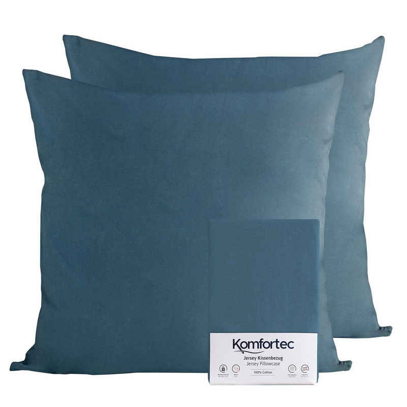 Kissenbezug 100% Baumwolle, 150 g/m², Komfortec (2 Stück), 40 x 40 cm, Kissenhülle, Superweicher Premium Jersey Kopfkissenbezug