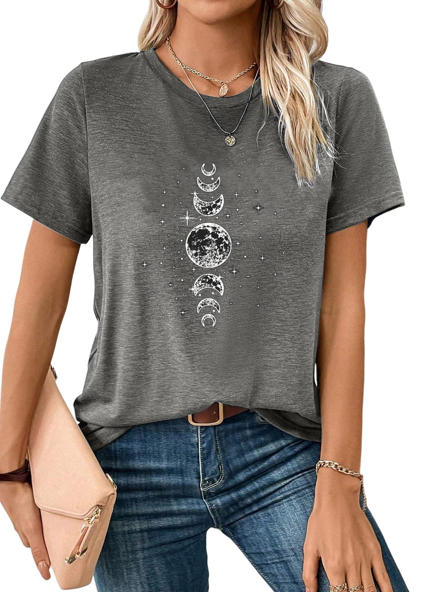 PYL Rundhalsshirt Damen bequemes Sommer Kurzarmbluse günstig online kaufen