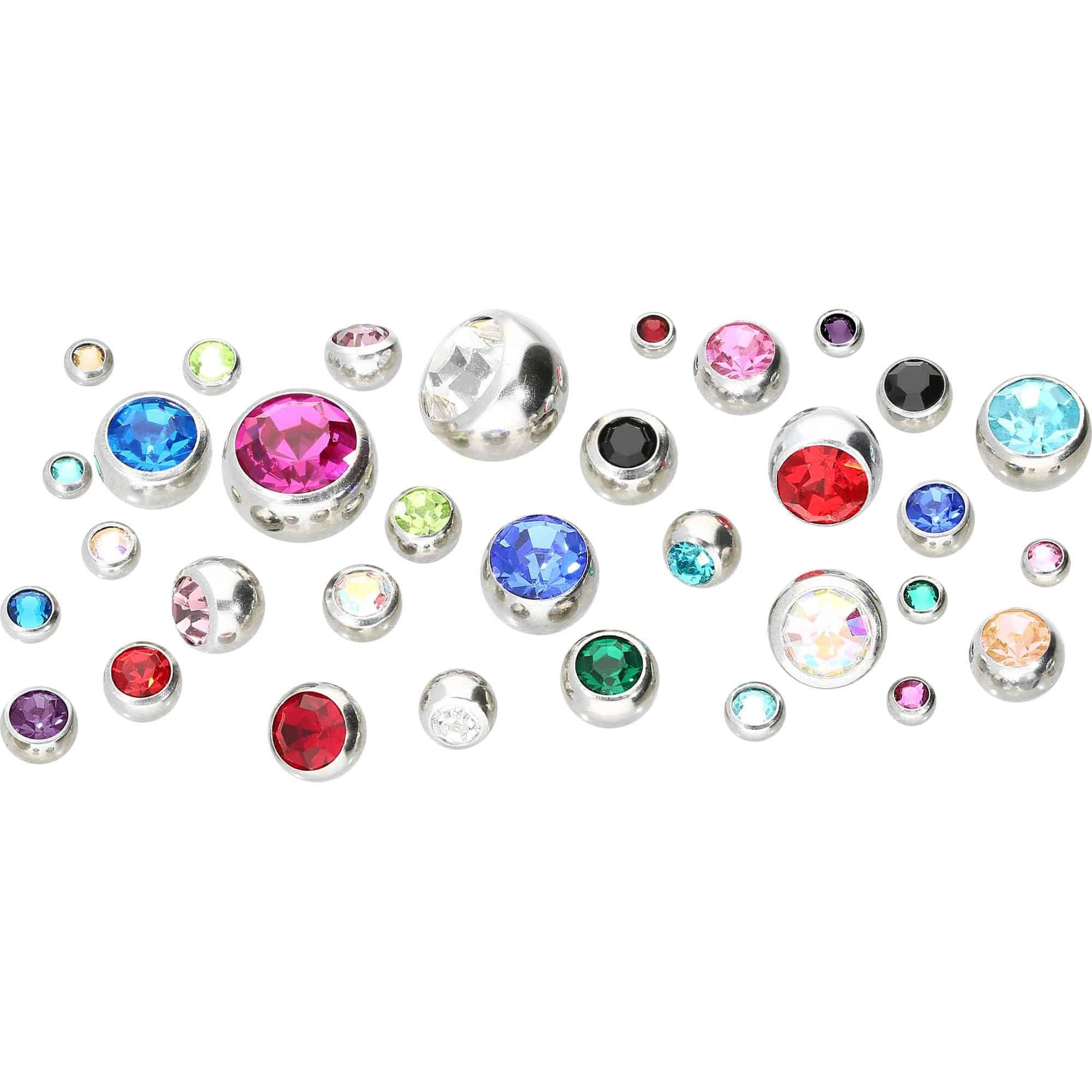 PIERCINGLINE Piercing-Set Chirurgenstahl Schraubkugel KRISTALL (Schraub-Aufsätze, 1-tlg)