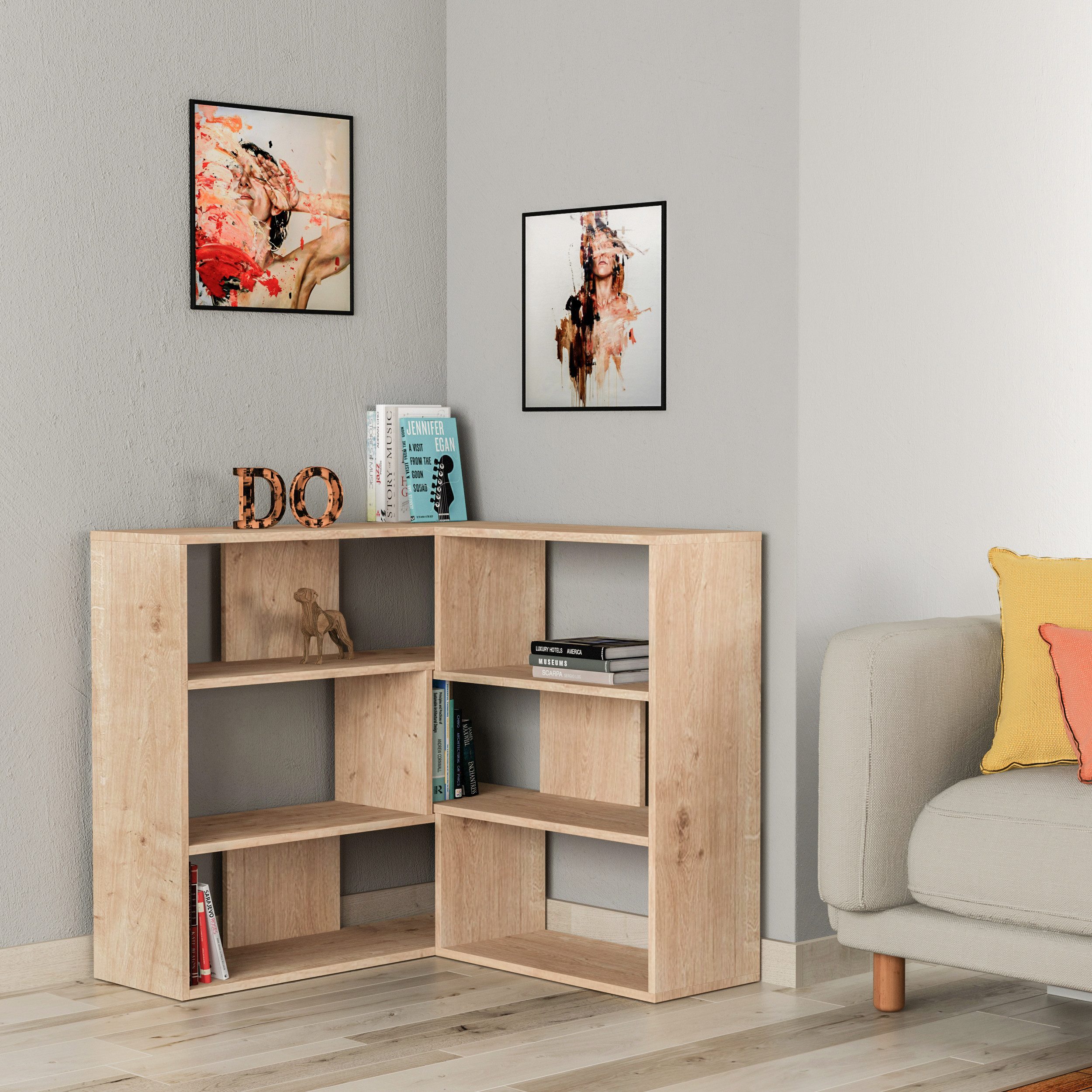 Decortie Bücherregal Molly, Modernes Eck-Mehrzweck Bücherregal, günstig online kaufen