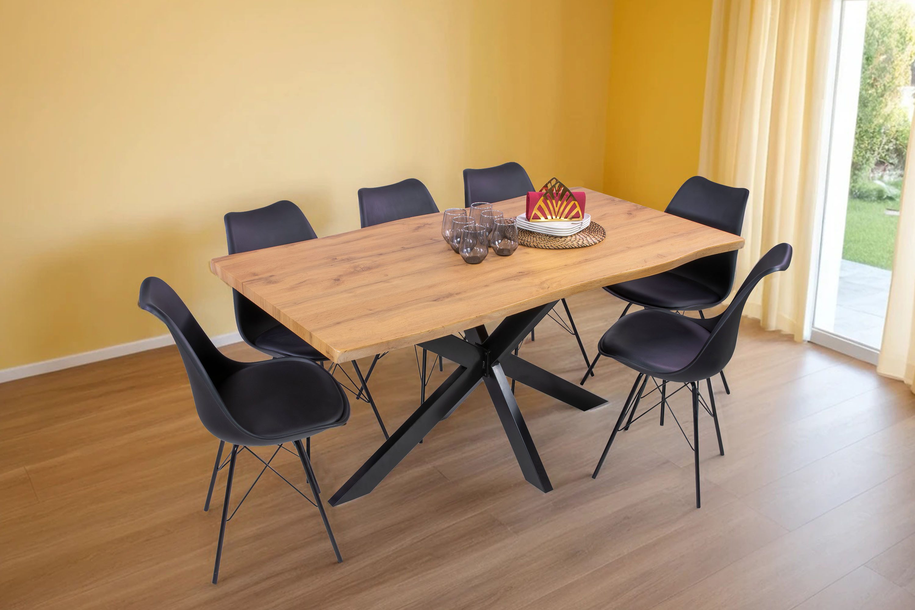 Loreno® Esstisch Josy, verschiedene Holz-Optik, Baumkante, günstig online kaufen