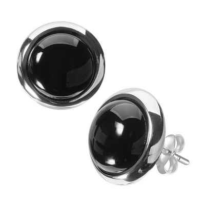 Materia Paar Ohrstecker Damen Onyx Edelstein Ø11mm SO-349, Fassung aus 925 Sterling Silber