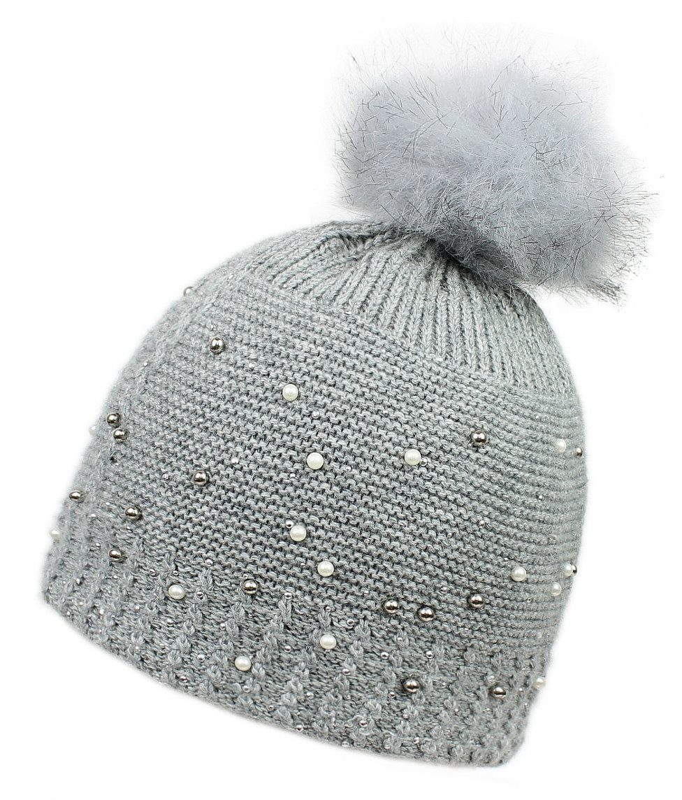 dy_mode Bommelmütze Damen Strickmütze mit Bommel, Glitzer & Kunstperlen war günstig online kaufen