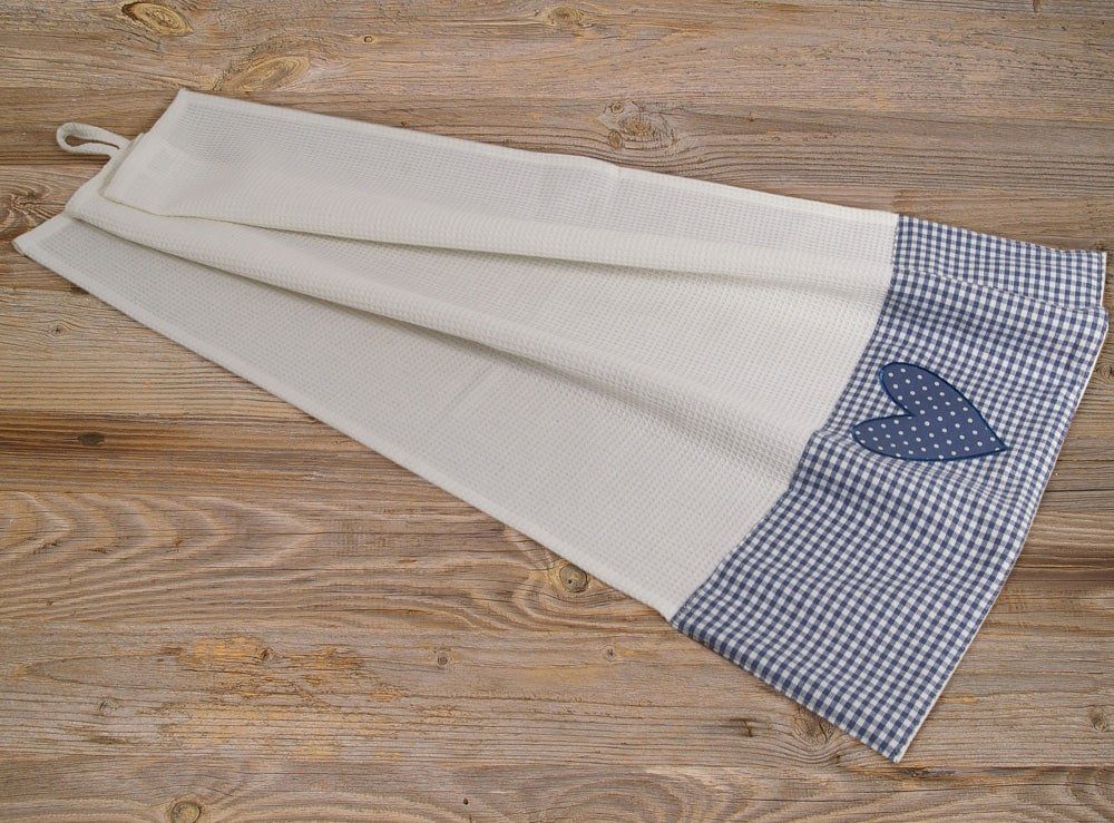 matches21 HOME & HOBBY Geschirrtuch Geschirrtuch LandhausWaffelpique, Karo, Herz 70x50 cm, (1-tlg)