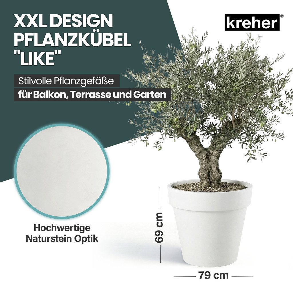 Kreher Pflanzkübel Rollbarer XXL Pflanzkübel "LIKE" Ø 79 cm in verschiedenen Farben (1 St)