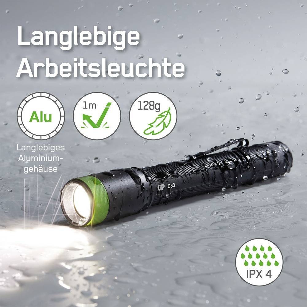 Batteries GP Discovery 150 Magnetische Endkappe, Endkappe C33, Lumen, magnetische seitlich Lumen & 180 Front Taschenlampe