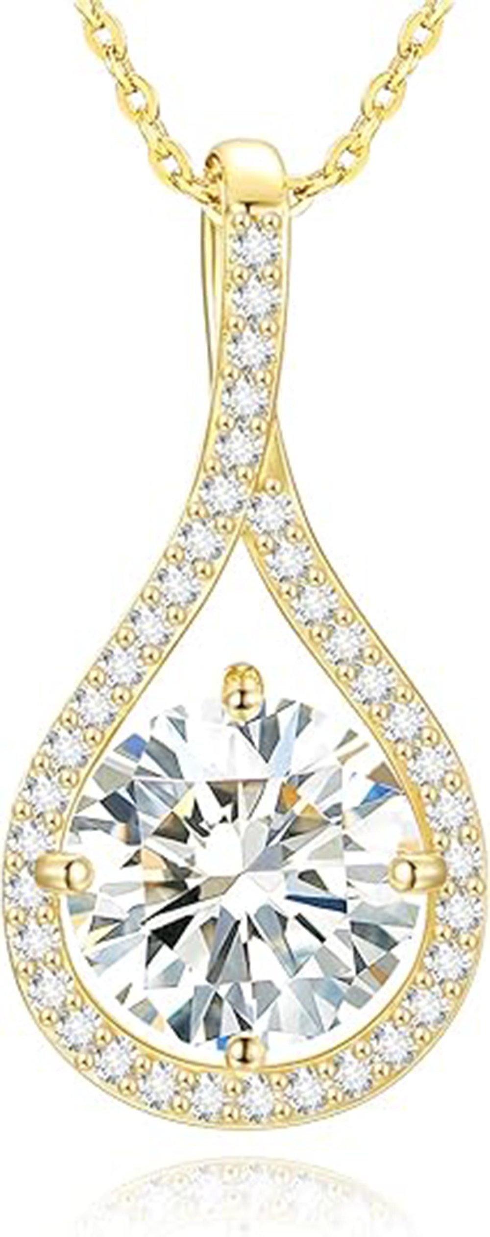 Jumpeak Kette mit Anhänger 1.5ct,D Halskette damen,Diamond,halskette mädchen,Anhänger-Halskette, VS1 Liebes geschenk für sie,Geschenk ideen für frau,Geschenk schwester