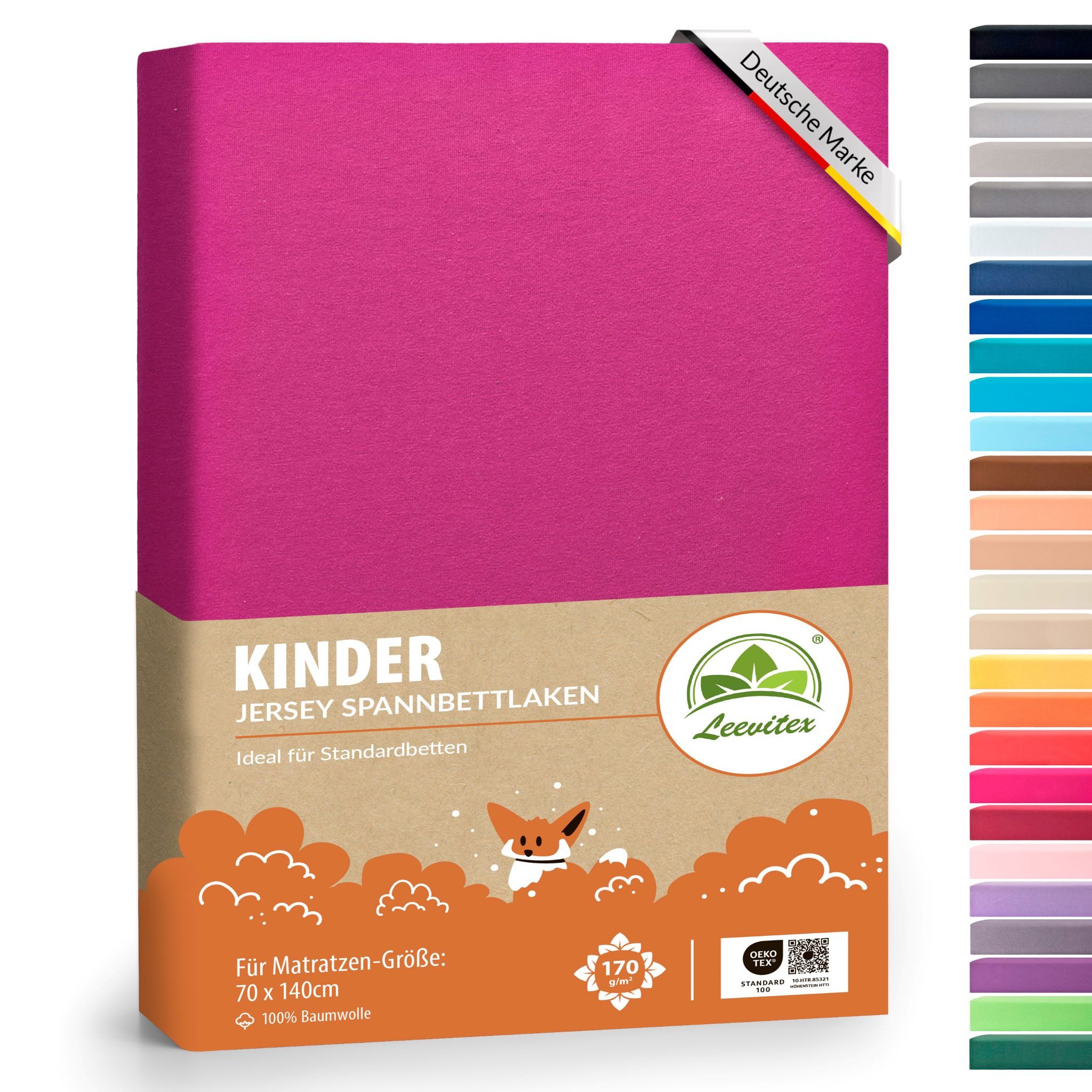 leevitex® Натяжные простыни Натяжные простыни Kinder Натяжные простыни Premium 170 g/m², Gummizug: Rundumgummizug, (1 Stück), schwer & blickdicht, 100% Baumwolle, 70 x 140 cm