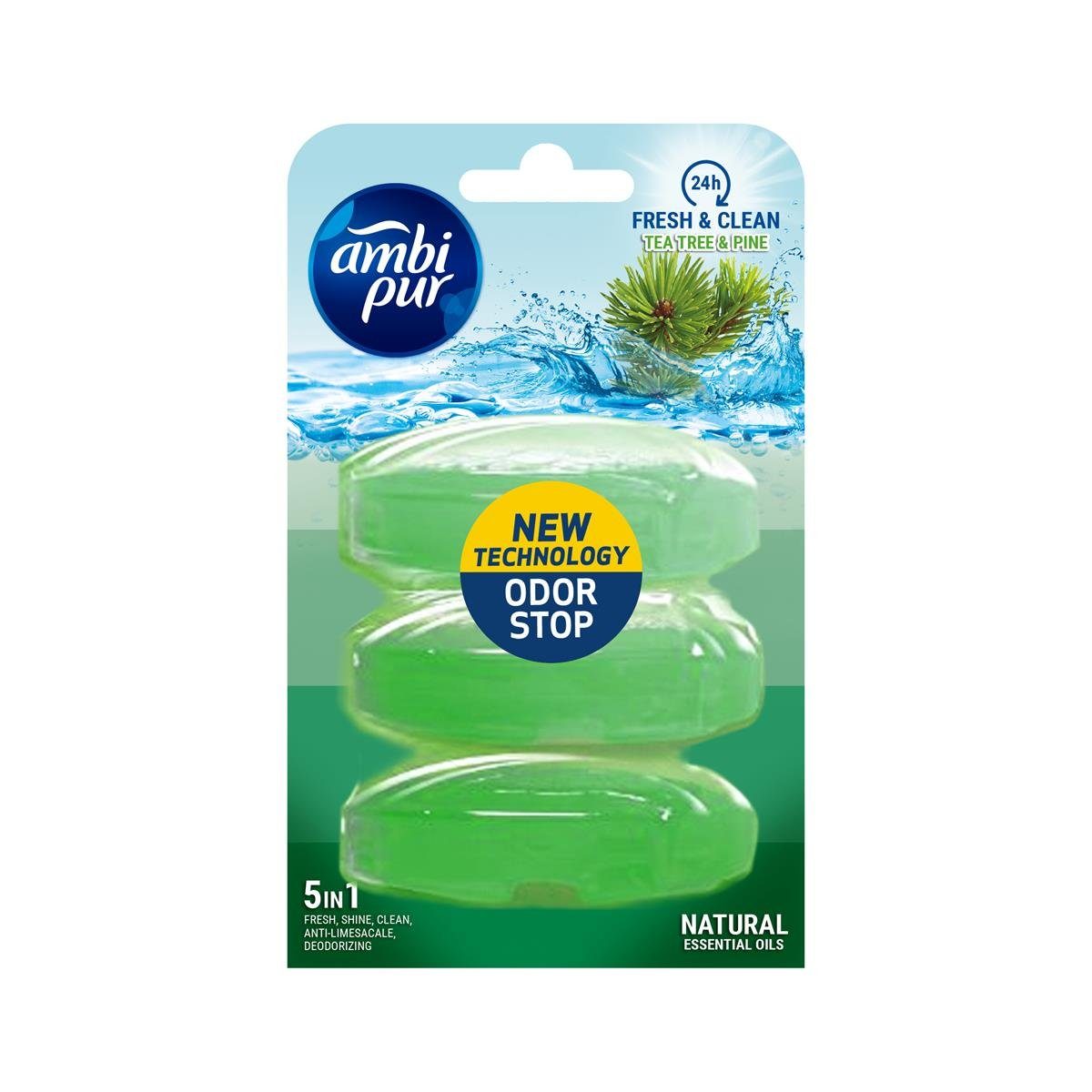 WC-Duftspüler Ambi Pur WC-Steine Tea Tree & Pine 3x55ml - WC Duft (1er Pack)