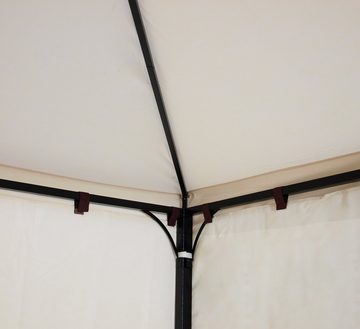 DEGAMO Pavillon VENEZIA, mit 4 Seitenteilen, 3x3 Meter, Stahl schwarz, Plane PVC-beschichtet, mit Seitenplanen