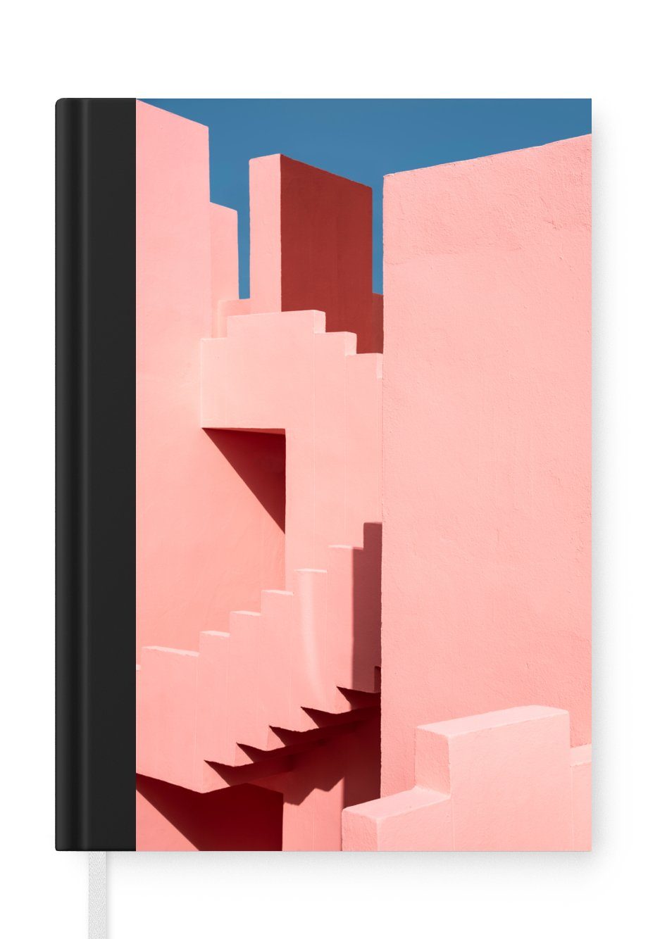 MuchoWow Notizbuch Rosa - Architektur - Treppe - Pastell, Journal, Merkzettel, Tagebuch, Notizheft, A5, 98 Seiten, Haushaltsbuch