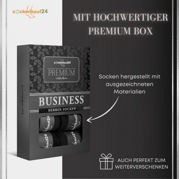sockenkauf24 Komfortsocken 10 Paar Herren Socken "Premium" Business Socken ohne Gummibund & ohne Naht Baumwolle Komfortbund in edler Box