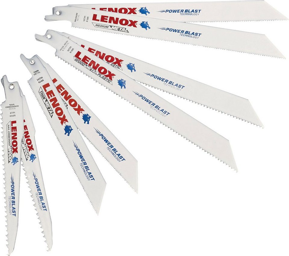 Lenox Säbelsägeblatt 121439KPE Set 9-tlg. für Holz und Metall, 2x 656R, 2x  624R, 2x 810R, 2x 818R, 1x 960R, Optimierte Spanabfuhr für 20% schnellere  Schnitte gegenüber Vorgängermodell