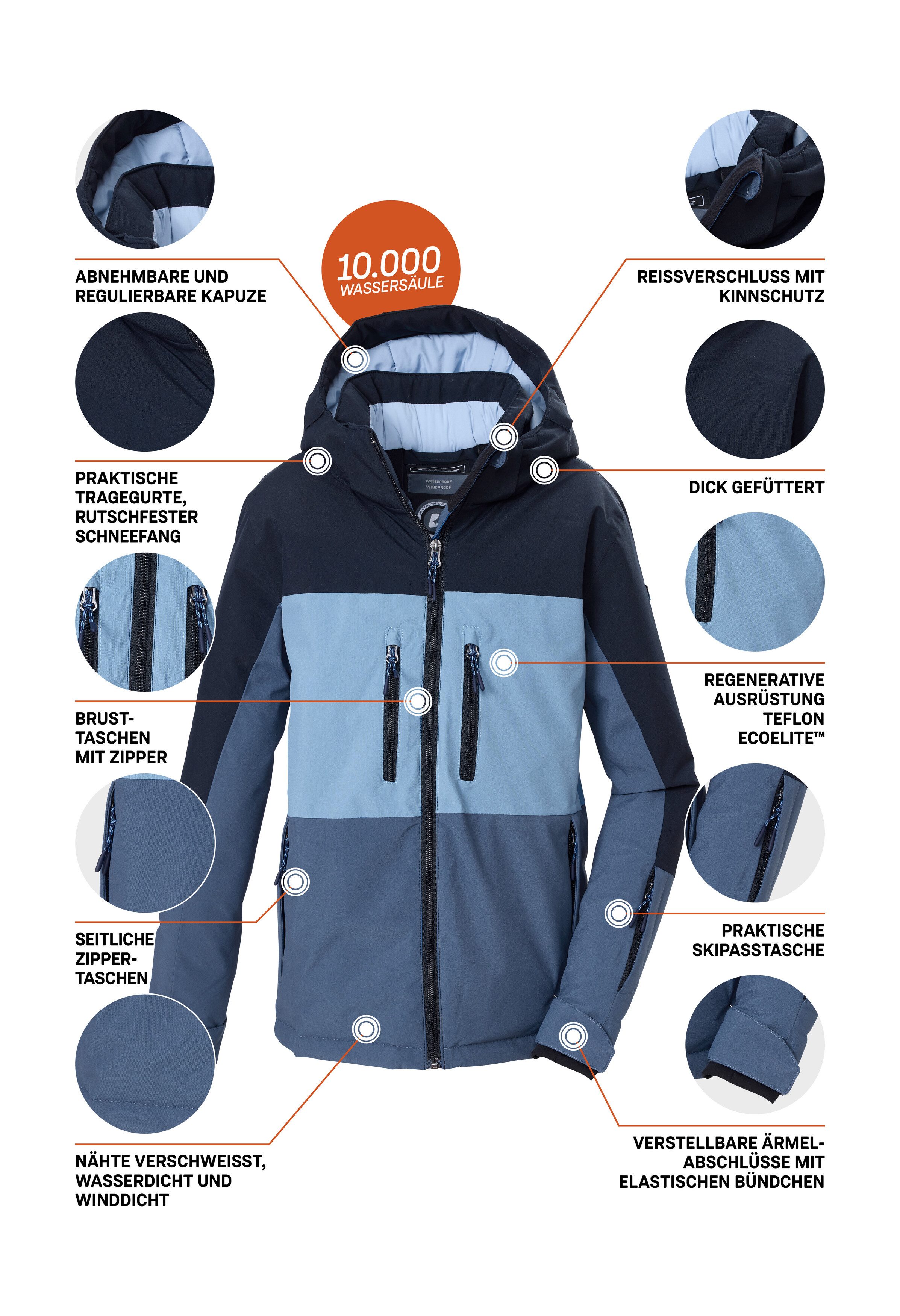 Killtec Funktionsjacke KOW 174 BYS JCKT Killtec Kids Jacke: Wasserdicht, reflektierend, abnehmbare Kapuze – Bild 5 von 5