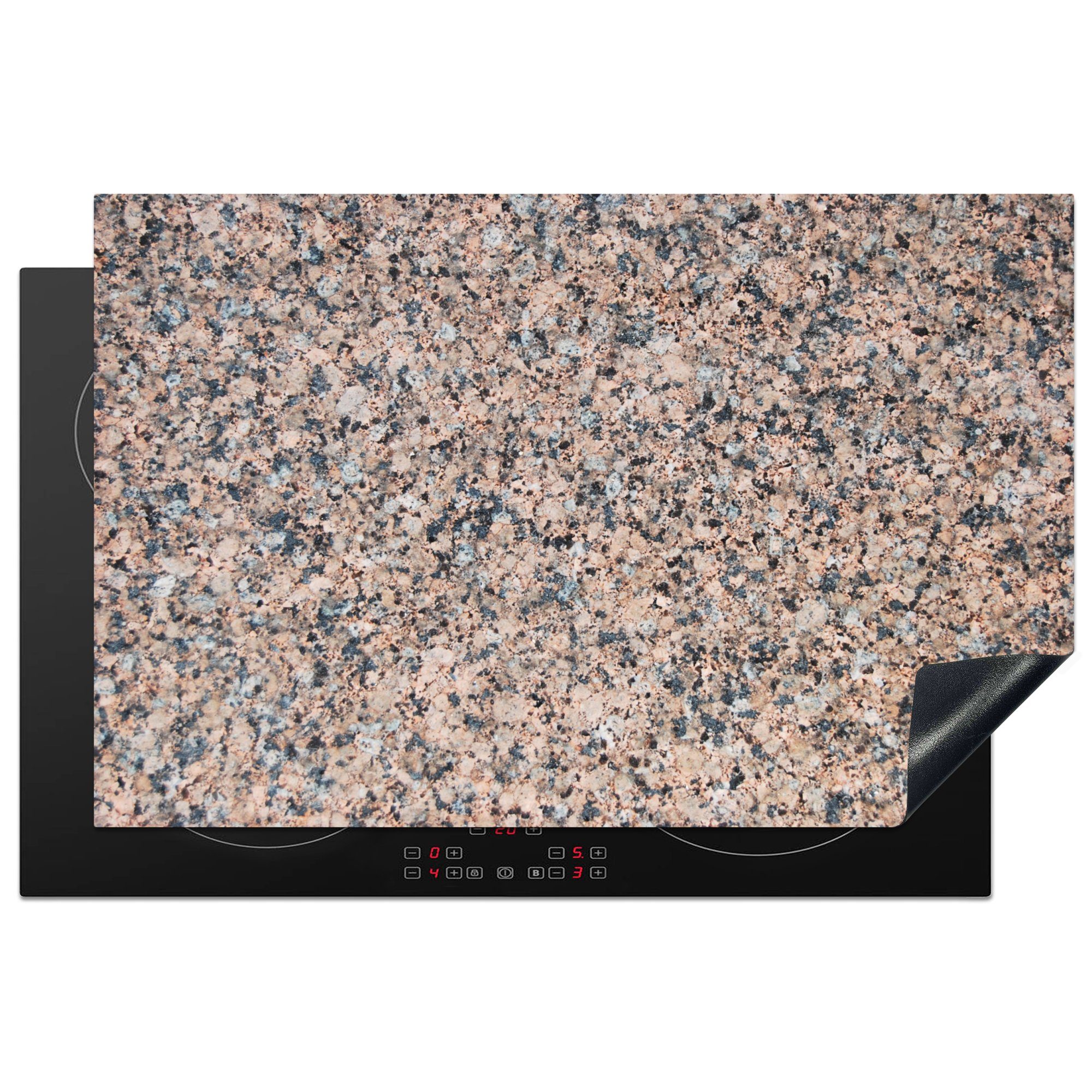 (1 MuchoWow 81x52 Muster tlg), Herdblende-/Abdeckplatte - Granit - Ceranfeldabdeckung für - - Braun Induktionskochfeld küche, Stein Grau, Schutz Design Vinyl, - cm, die