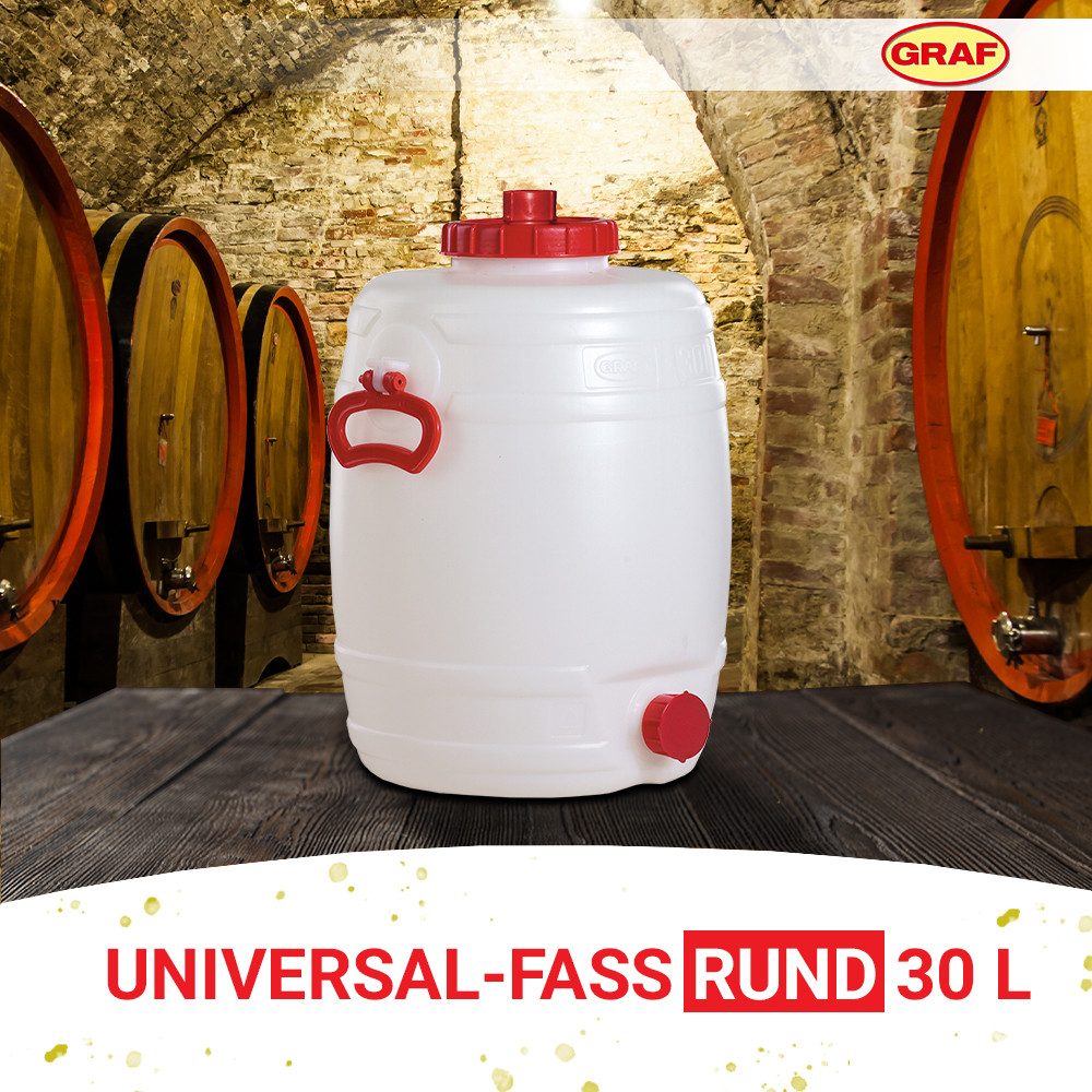 Graf Kanister Universal-Fass 30 Liter rund aus lebensmittelechten PE