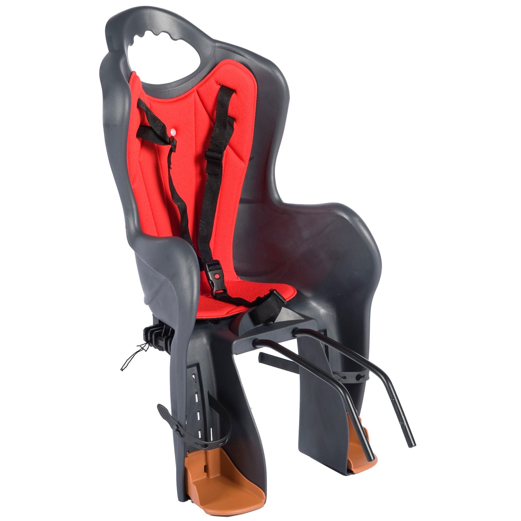 HTP-Design Fahrradkindersitz Grau Anthrazit / Rot Kinder Fahrradsitz