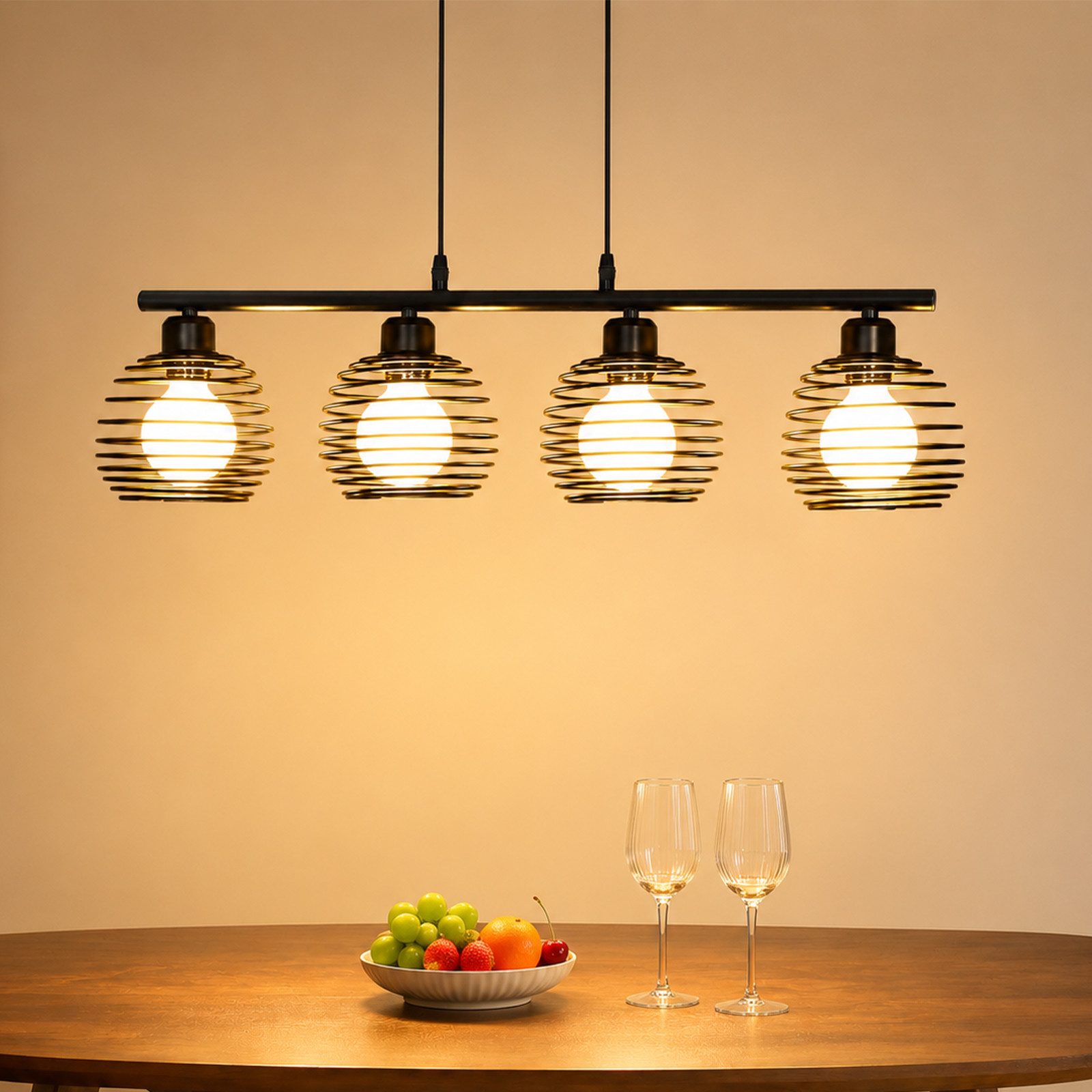 Nettlife Pendelleuchte Schwarz Esstisch Vintage Metall E27 Hängelampe Retro Hängeleuchte, LED wechselbar, für Esstisch Küche Esszimmer Wohnzimmer Arbeitszimmer Büro
