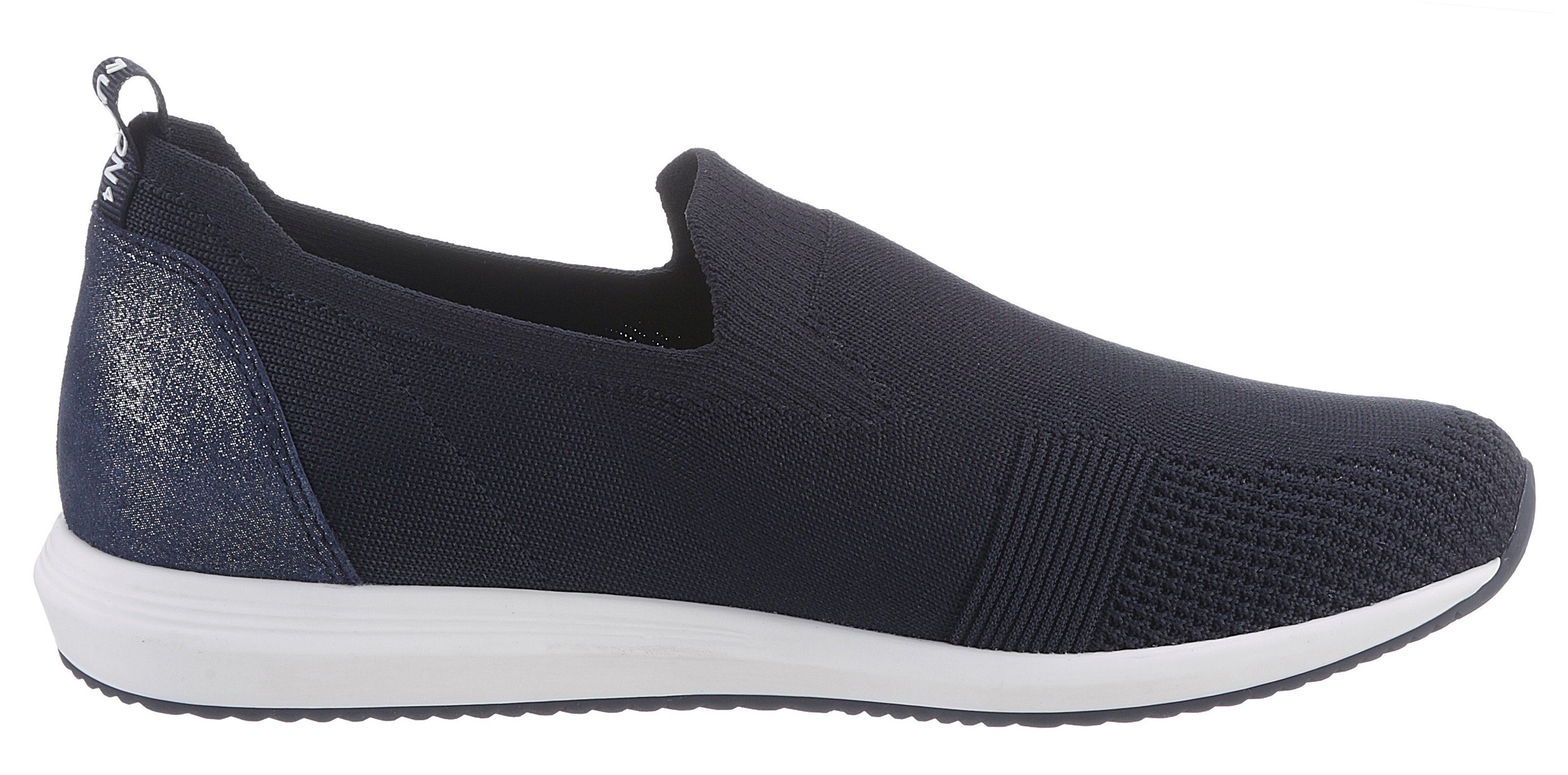 Ara LISSABON elastischem Sneaker Slip-On mit dunkelblau G-Weite Sockenschaft