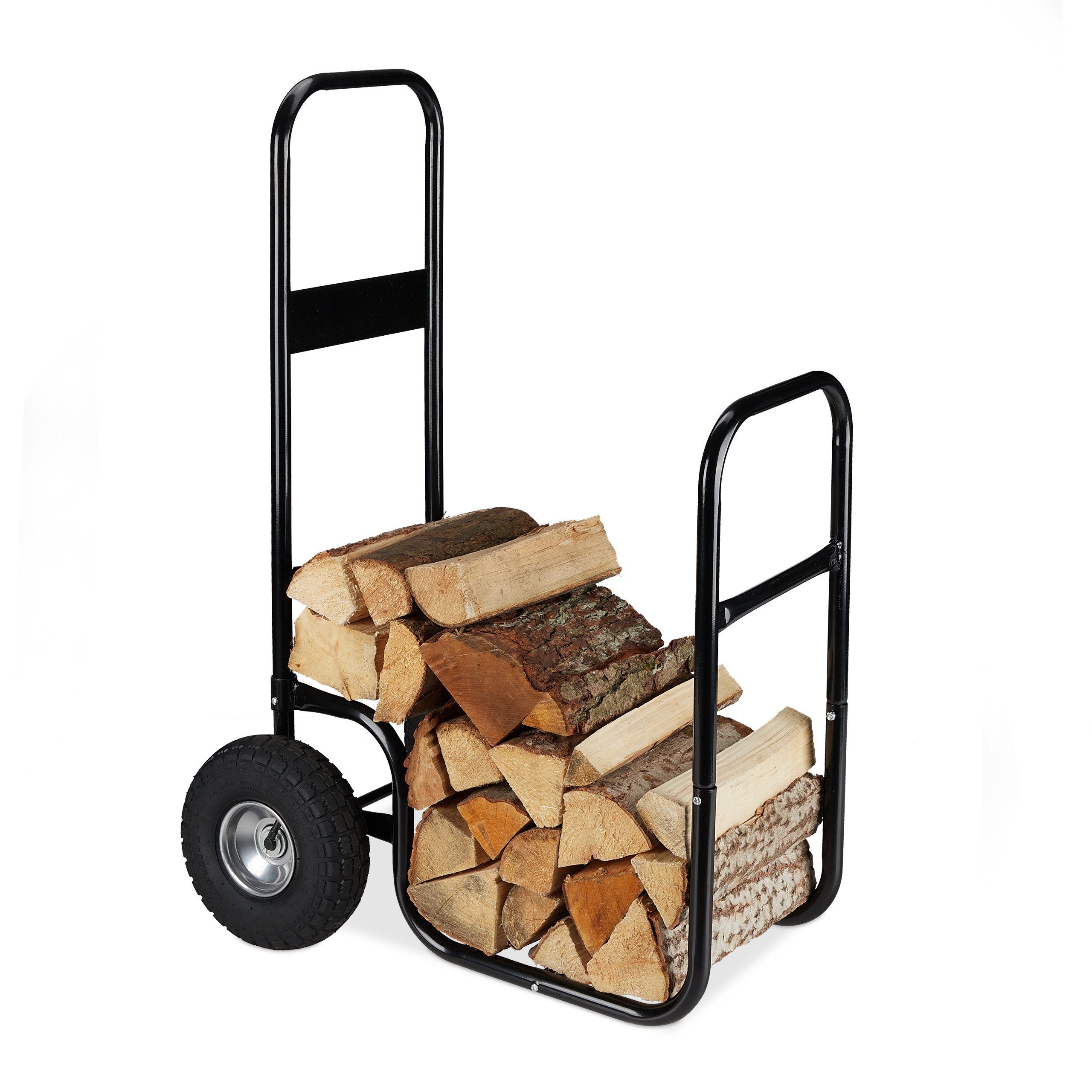 relaxdays Kaminholzregal Kaminholzwagen aus Stahl, BxTxH:53x69x107 cm