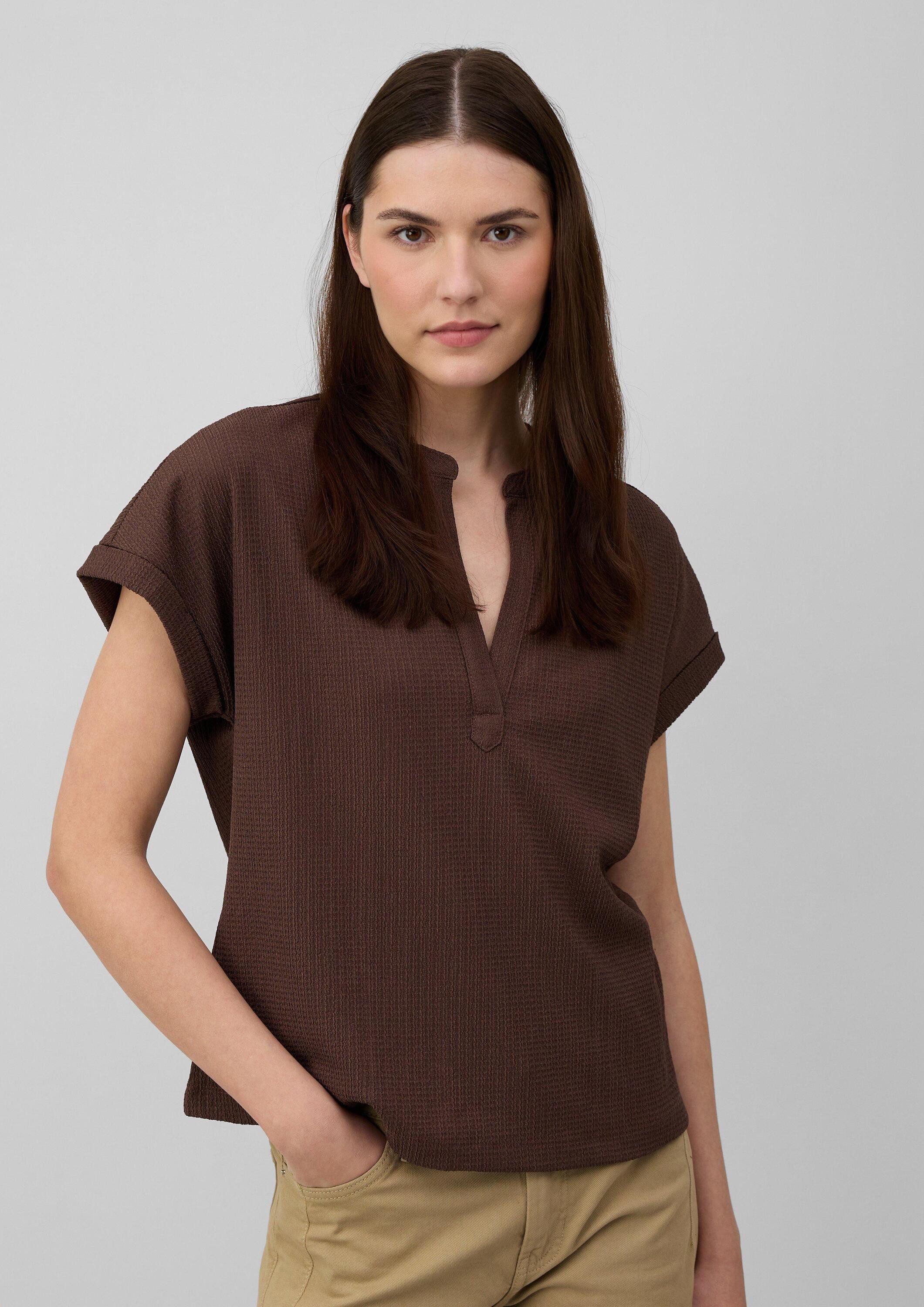 s.Oliver Kurzarmshirt T-Shirt Strukturiertes T-Shirt im Relaxed Fit mit V-A günstig online kaufen