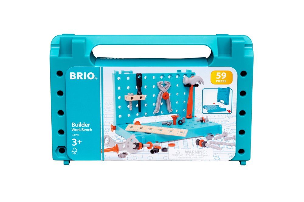 BRIO® Spiel Brio Spielzeug Bausystem Builder Werkbank Koffer 58 Teile 34596